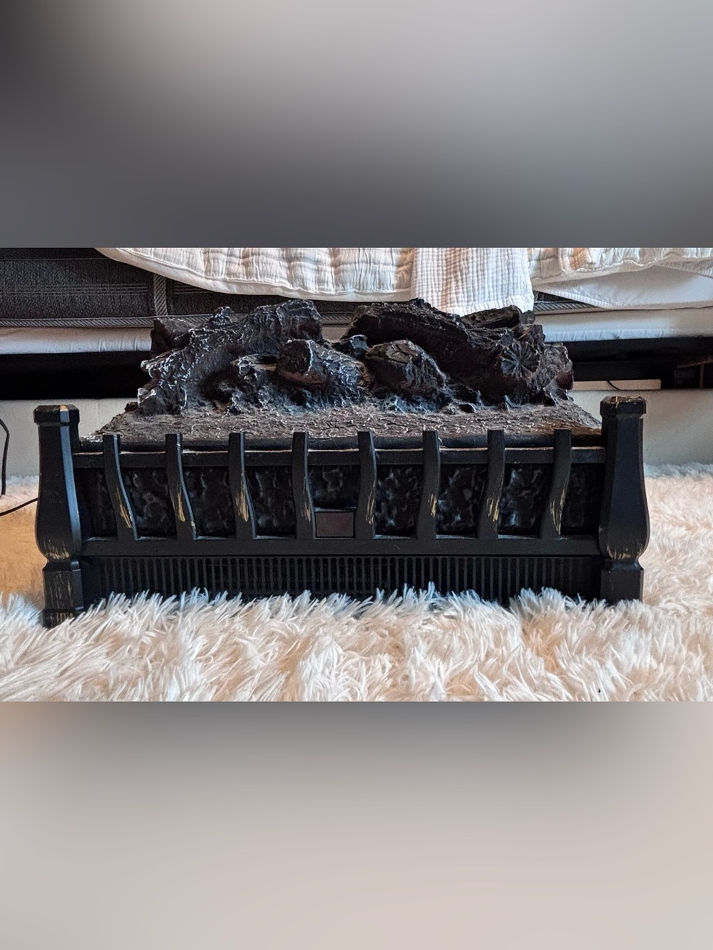 Decorative Faux Log Electric Fireplace Insert - Black